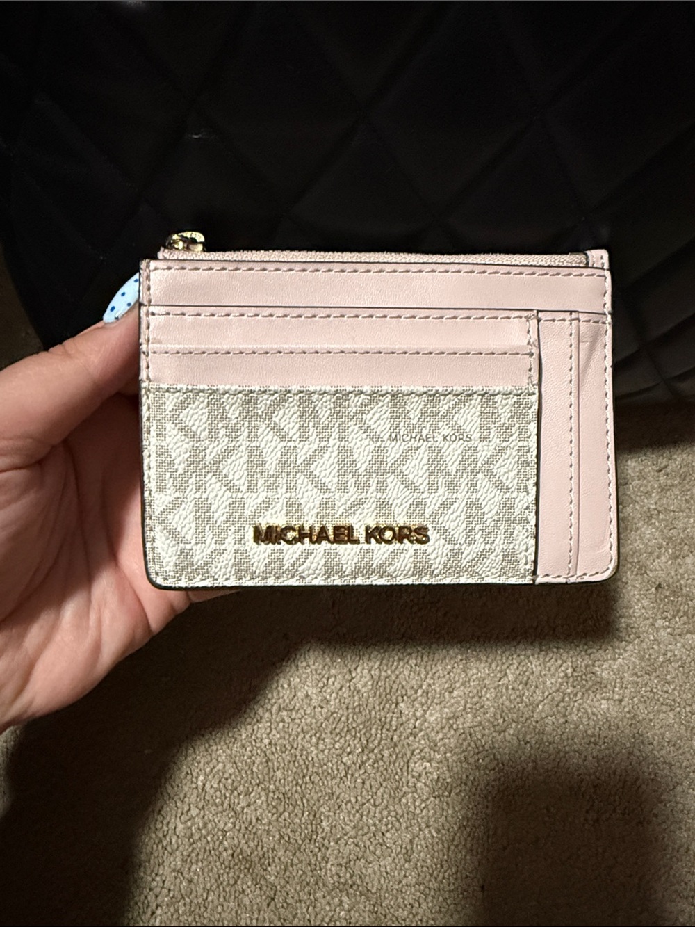 Michael Kors Blush Pink and Cream Signature Card Case